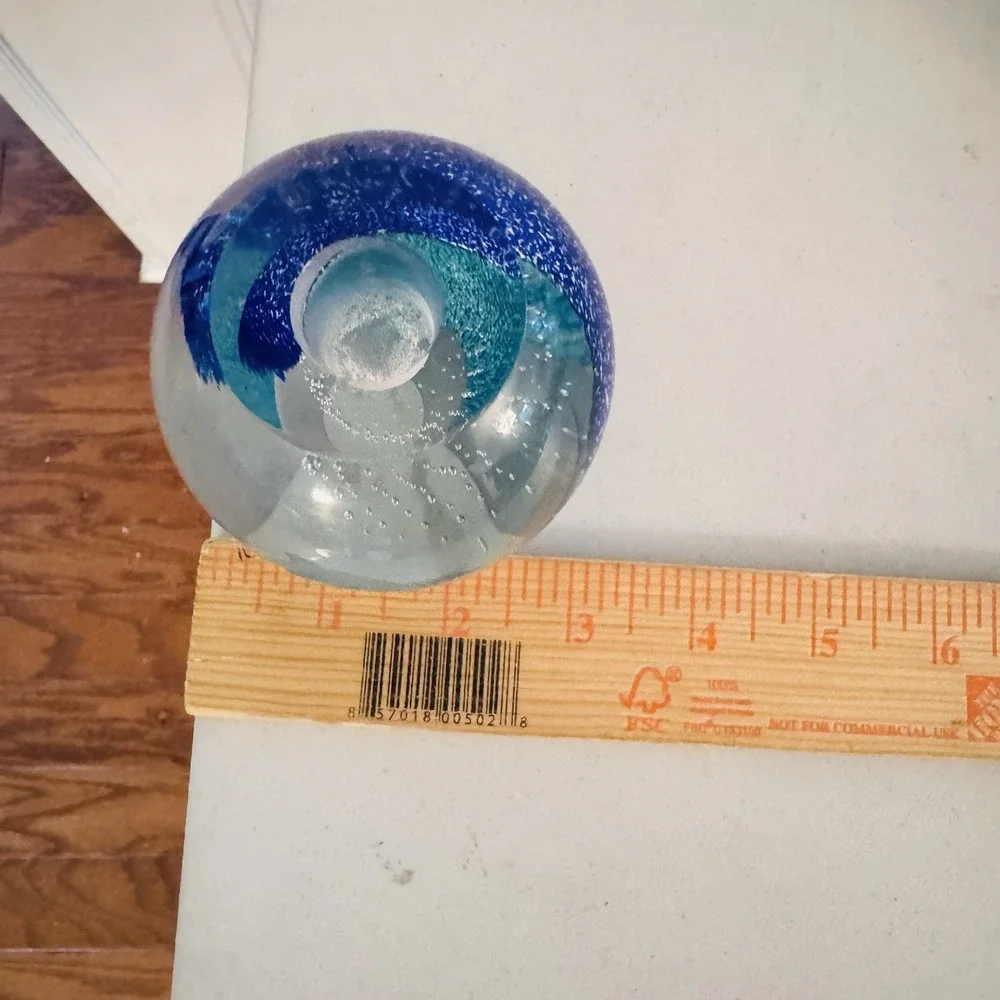 2 Lenox‎ Undersea Paradise Votive Crystal Blue Swirl Dolphin, Made in Scotland